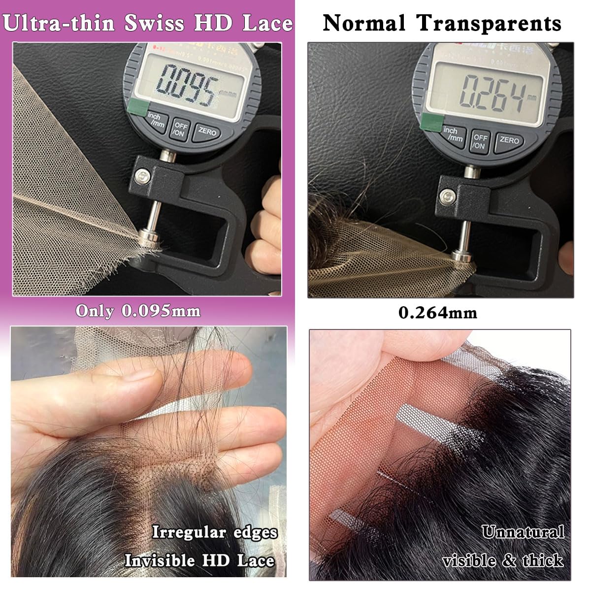 Mnador 2x6 SKINLIKE Real HD Lace Closure Deep Parting Straight Human Hair 0.095mm Ultra-thin hd lace Closure Tiny knots Brazilian Virgin Human Hair Closure pre plucked with Natural Hairline, 16inch