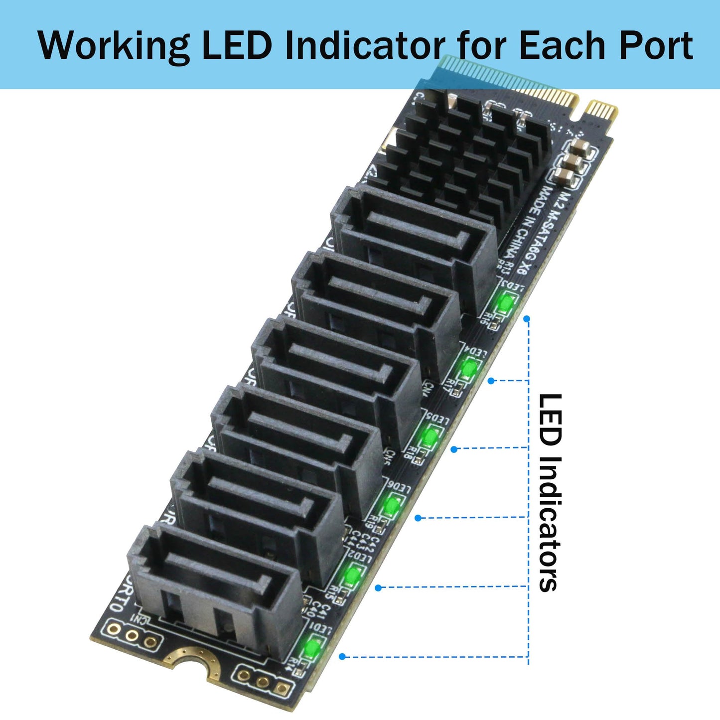 M.2 to SATA 3.0 Adapter [6-Port], RIITOP M.2 NVMe to 6 Ports SATA III Expansion Card Adapter 6Gbps with Chipset ASM1166