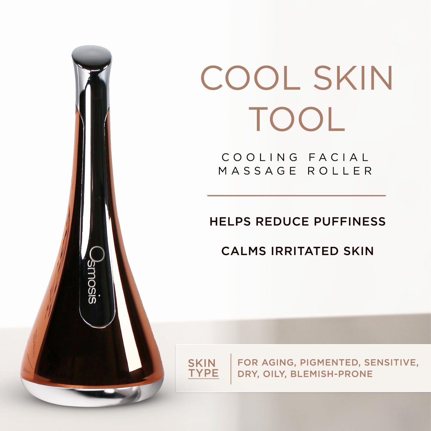 Osmosis Cool Skin Tool, Cooling Facial Massage Roller for Face Neck & Eyes, Helps Ease Inflammation, Irritation and Puffiness