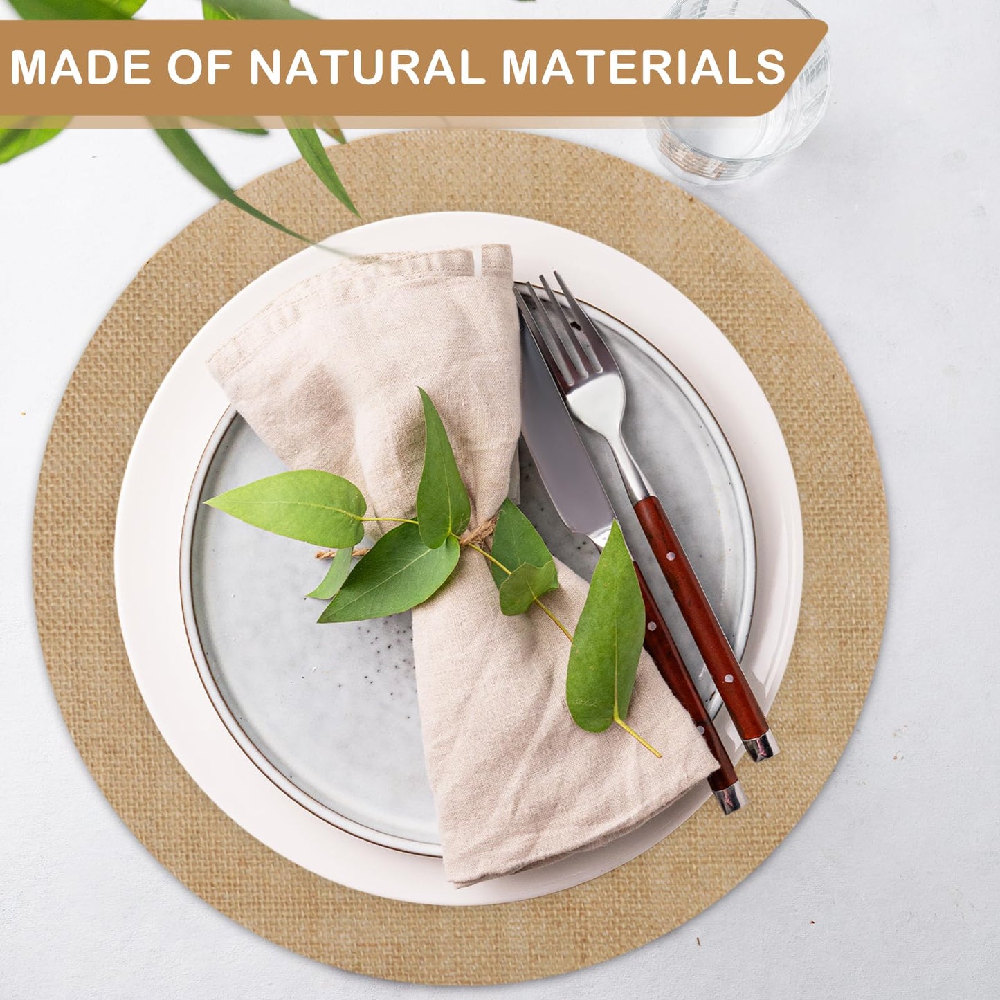 80 PCS Round Burlap Placemats 11.8 Inch Jute Rustic Place Mats Fall Reusable Table Mats Heat Resistant Round Table Mats Farmhouse Placemats Rustic Table Decorations for Dinner Holiday Supplies