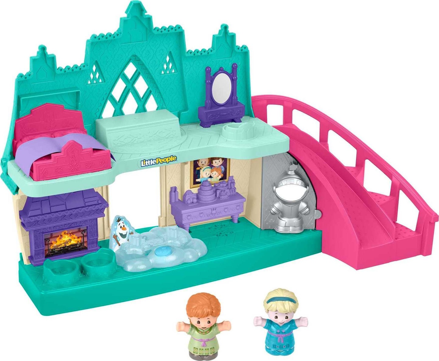 Fisher-Price Disney Frozen Arendelle Castle Playset with Lights & Sounds by Fisher-Price Little People, 2 character figures, toddler toys