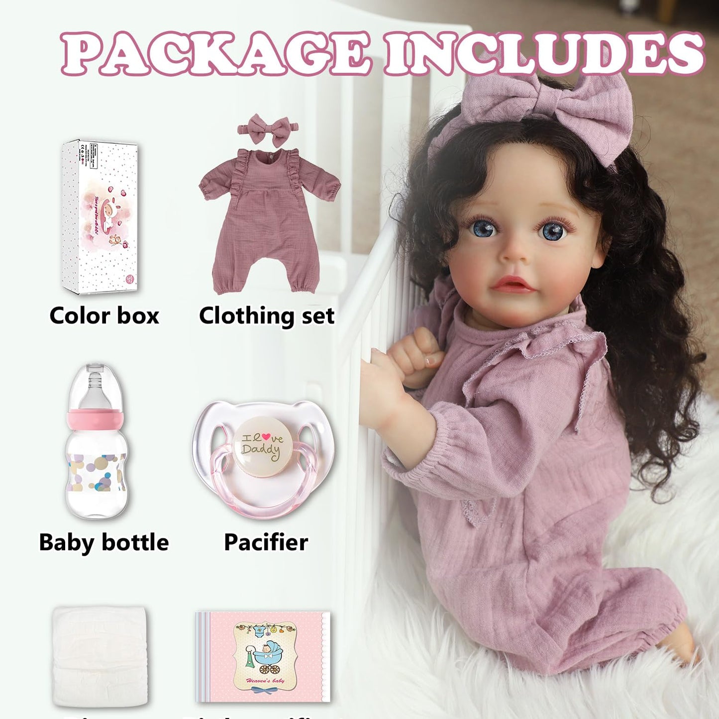SCOM Lifelike Reborn Baby Dolls, 18 Inch Realistic Newborn Baby Girl Doll Cute Real Life Silicone Baby Doll with Soft Weighted Cloth Body Gift Accessories for 3+ Year Old Girls Boys Toddlers Kids