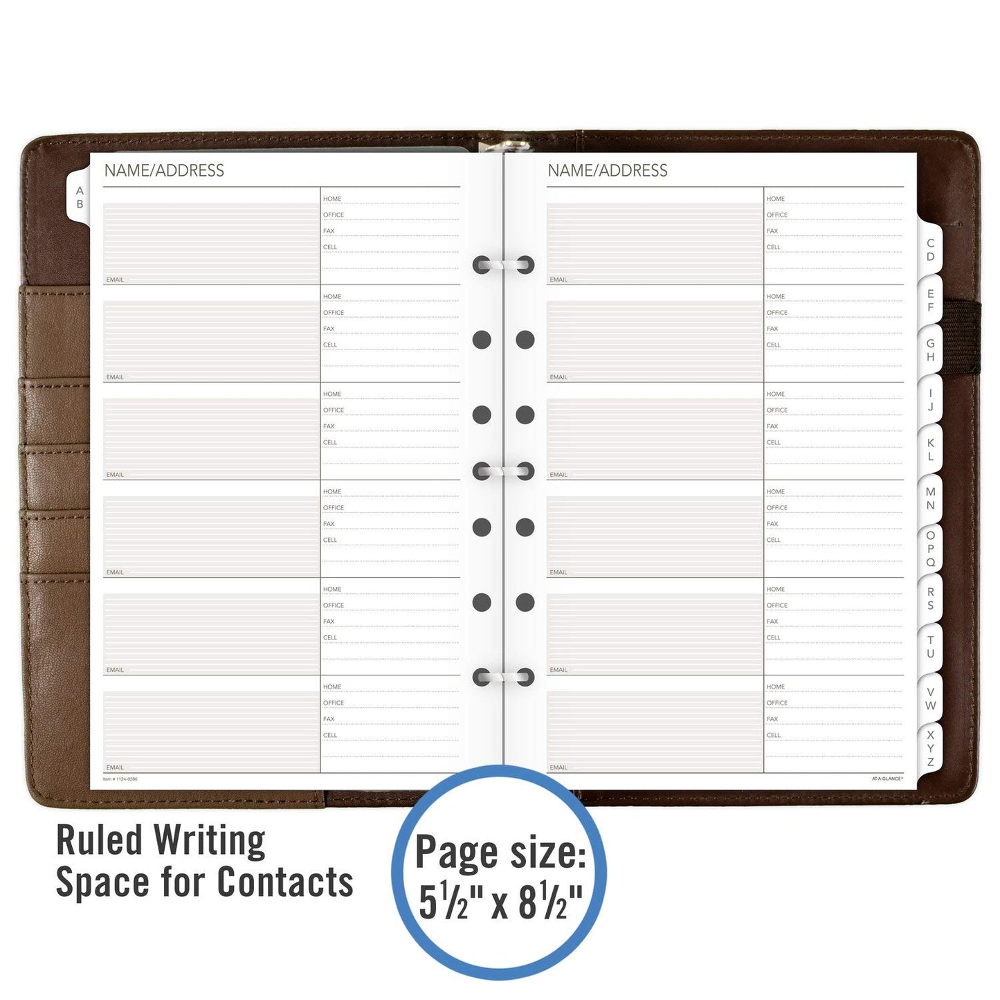 AT-A-Glance Day Runner Harrison Phone and Address Book, Directory, 5-1/2" x 8-1/2", Size 4, Brown (1124-0286)