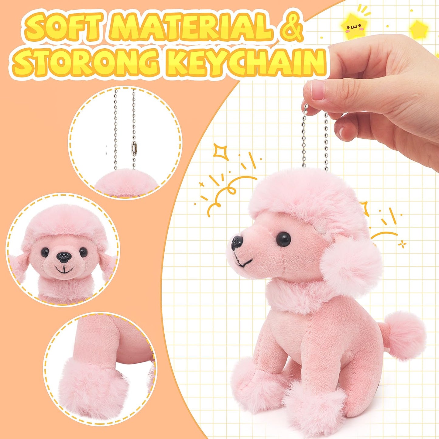 HAPGFS 12 Pcs Mini Plush Puppy Set, Dog Party Favors with Keychain Gift Toys with Carton Dog House, Kids Baby Show Birthday Christmas Party