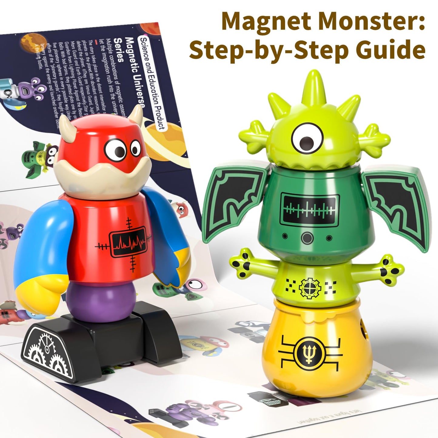 BLmukce Magnetic Robot Toy for Kids 3-5, 35 PCS STEM Educational Playset with Storage Box, DIY Stacking Monster Robots, Toddler Creative Building Toys Gift for Boys Girls (Christmas Birthday)