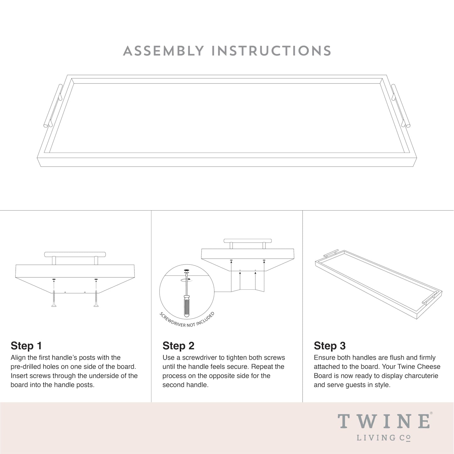 Twine Modern Manor Longboard Cheese Platter with Handles, Rectangular Cheese Board and Home Decor Tray, Dining Table Accessories Acacia Wood Set of 1