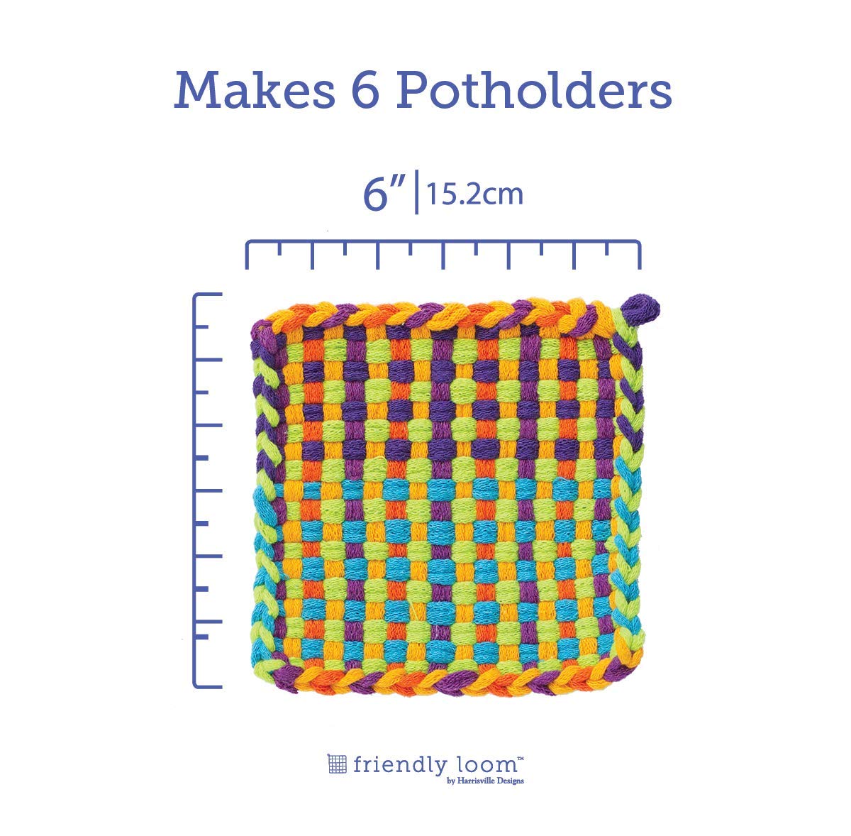 Friendly Loom | 7" Traditional Potholder Loom Kit Plus | Craft 6 Cotton Potholders