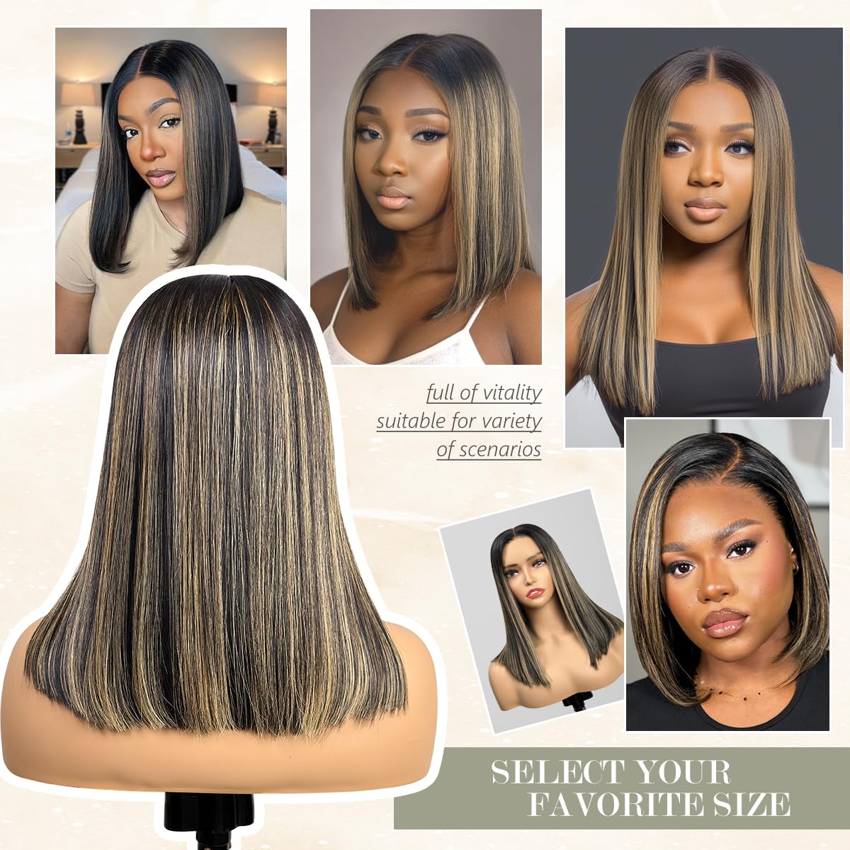 Amuopz Highlight Glueless Wig Human Hair Pre Plucked Pre Cut P1b/27 5x5 HD Lace Closure Bob Wigs Glueless Wear and Go Colored Ombre Straight Lace Front Human Hair Wig for Black Women 12 IN