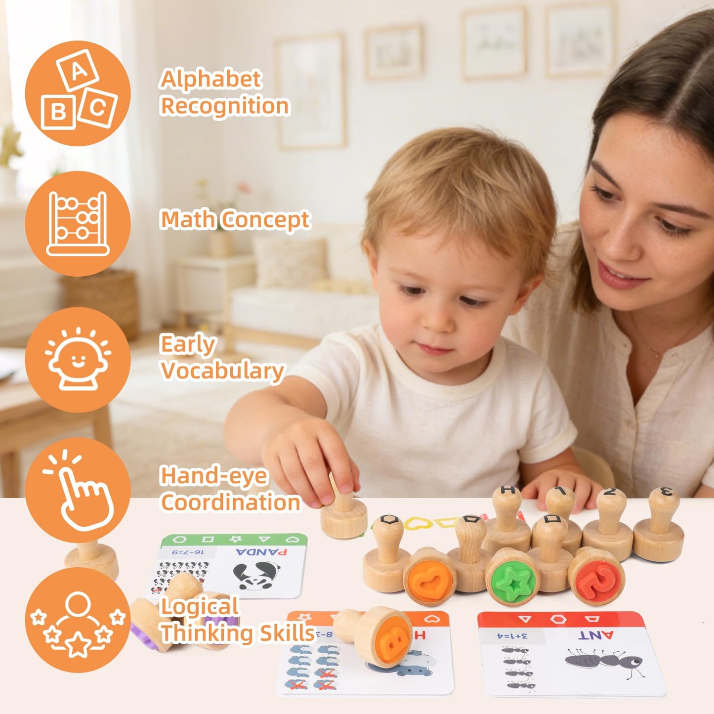 Busy edition Alphabet Number Stamps for Kids
