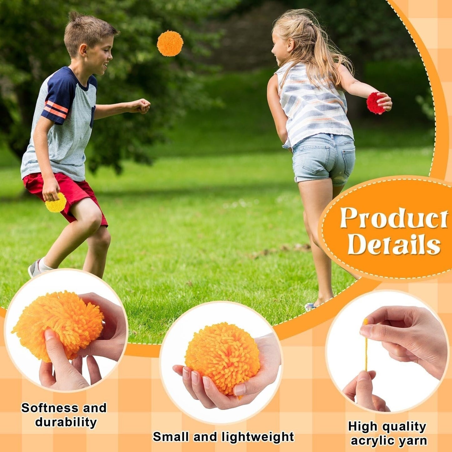 FRESHBALL 24 Pcs Kickballs Dodgeballs 4 Inches Soft Acrylic Yarn Dodgeballs Playground Balls Large Hand Ball Physical Education Equipment for Kids Adults Handball Outdoor Game Indoor Play, 6 Colors