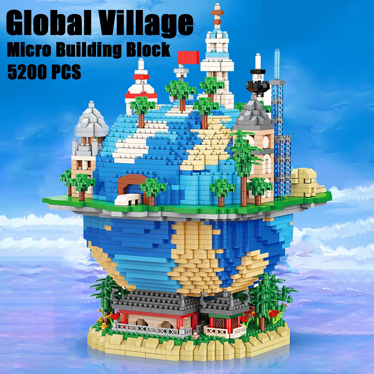 HONLANCH Architecture Global Village Micro Building Blocks Set（5200 Pieces）,Architecture Model Gift for Adults and Kids