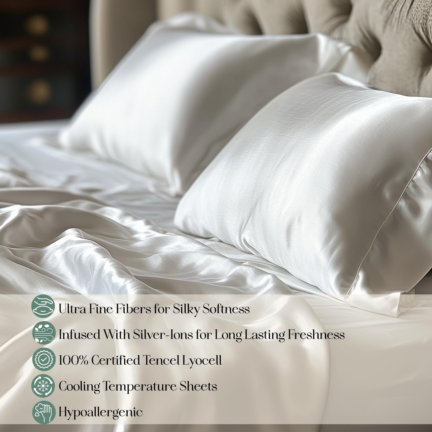 Eucalyptus Sheets - Infused with Silver for Anti-Odor, Softer Than Silk Fibers, More Cooling Than Cotton - Perfect for Hot Sleepers & Sensitive Skin - 100% Tencel Lyocell - Full Sheet Set