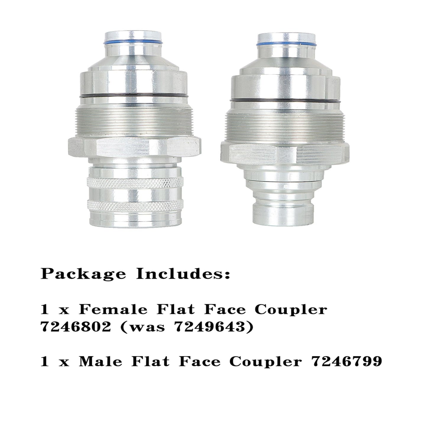 kimllier 7246802 7246799 1/2 Hydraulic Male & Female Flat Face Quick Connect Coupler Set 48mm Thread Diameter Compatible with Skid Steer Loader