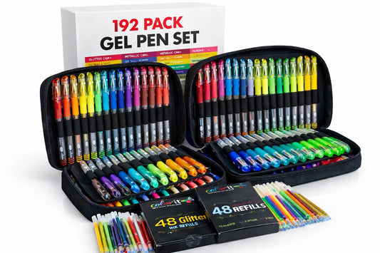 ColorIt Gel Pens Set for Coloring – 192 Pack with 12 Metallic, 12 Neon, 72 Glitter Gel Pens - 96 Refills & 2 Travel Cases - Vibrant Colors for Journaling, Writing, Coloring Books, & Creative Projects