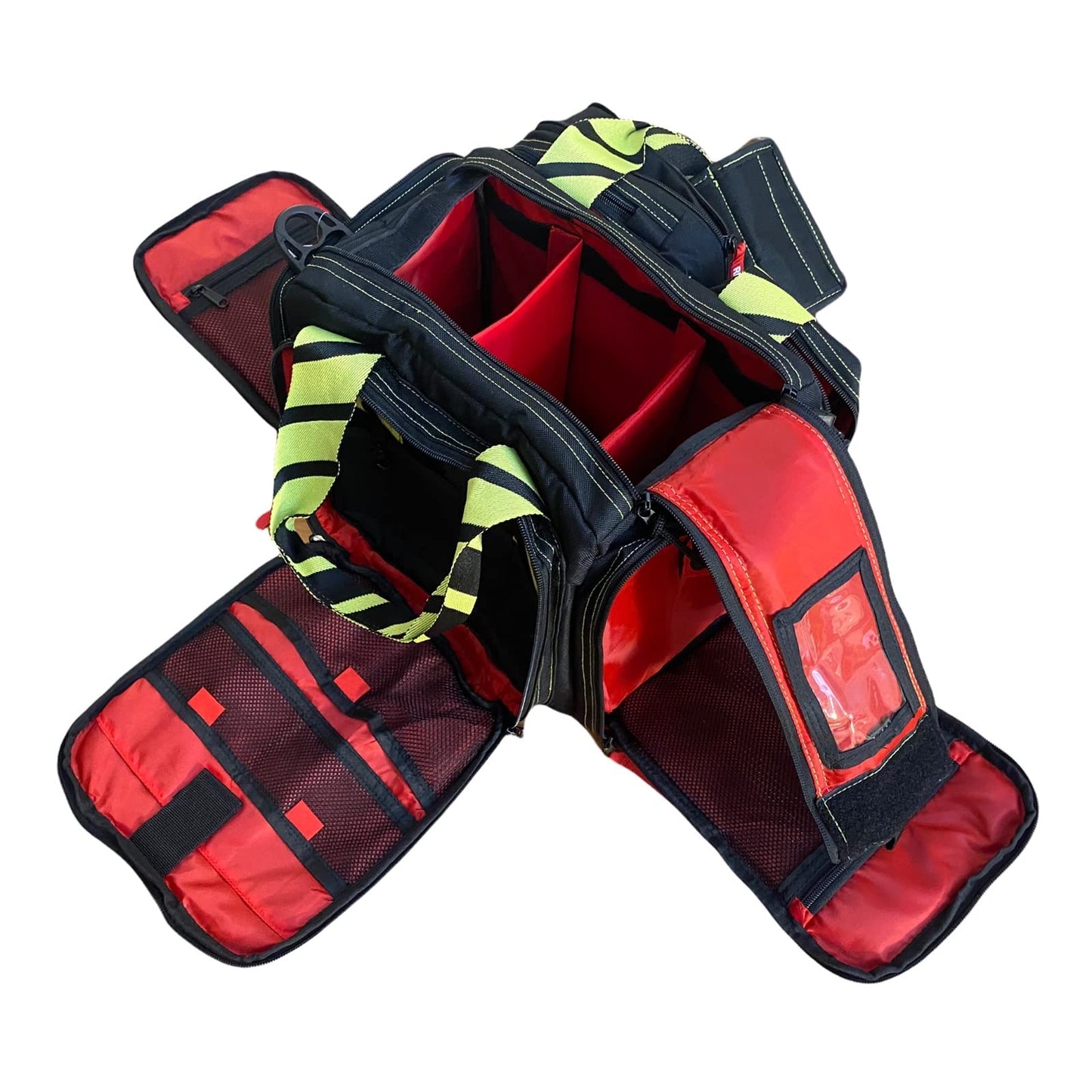 F-22 Aeronavale Aerovolution Pilot Flight Bag, Multiple Pouches, Waterproof Nylon, Shooting Bag, Integrated Glasses Case, Top Gun Bag Black/Yellow/Red, Black, Yellow and Red, Modern