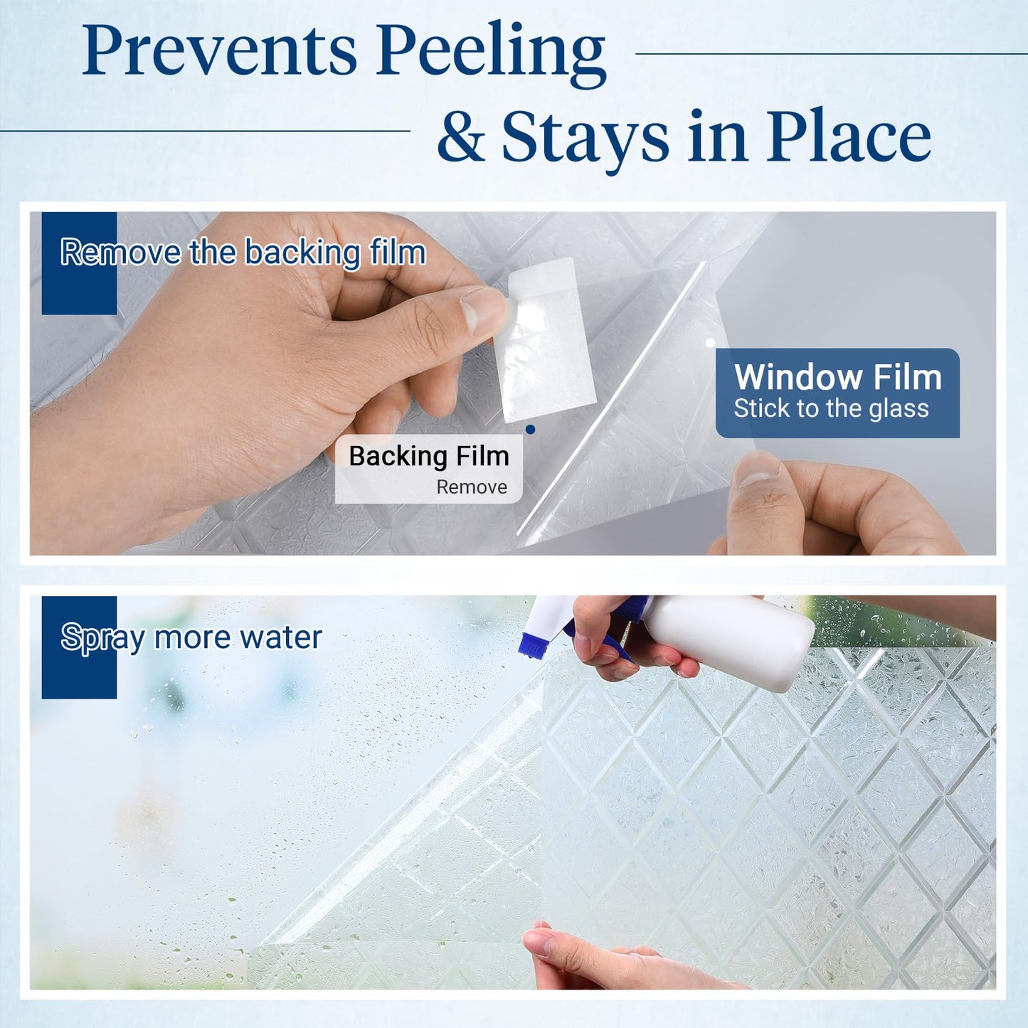 Haton Window Privacy Film Decorative Frosted Glass Window Film, Sun Blocking Stained Glass Clings, Static Cling Removable Stickers for Home Door Coverings, Lattice Pattern 35.4" x 157.4"