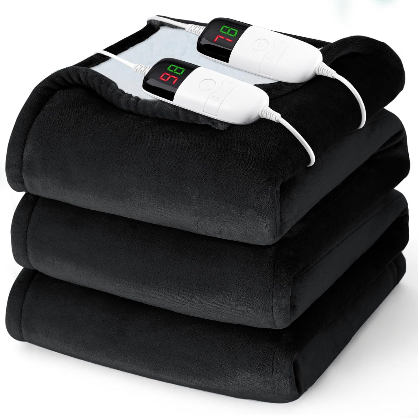 Heated Electric Blanket Queen Size - 84" x 90" Heating Blanket with Dual Control, 10 Heating Levels & 8 Hours Auto Off, Soft Warm Flannel Blanket, Christmas Birthday Gifts for Senior Grandma