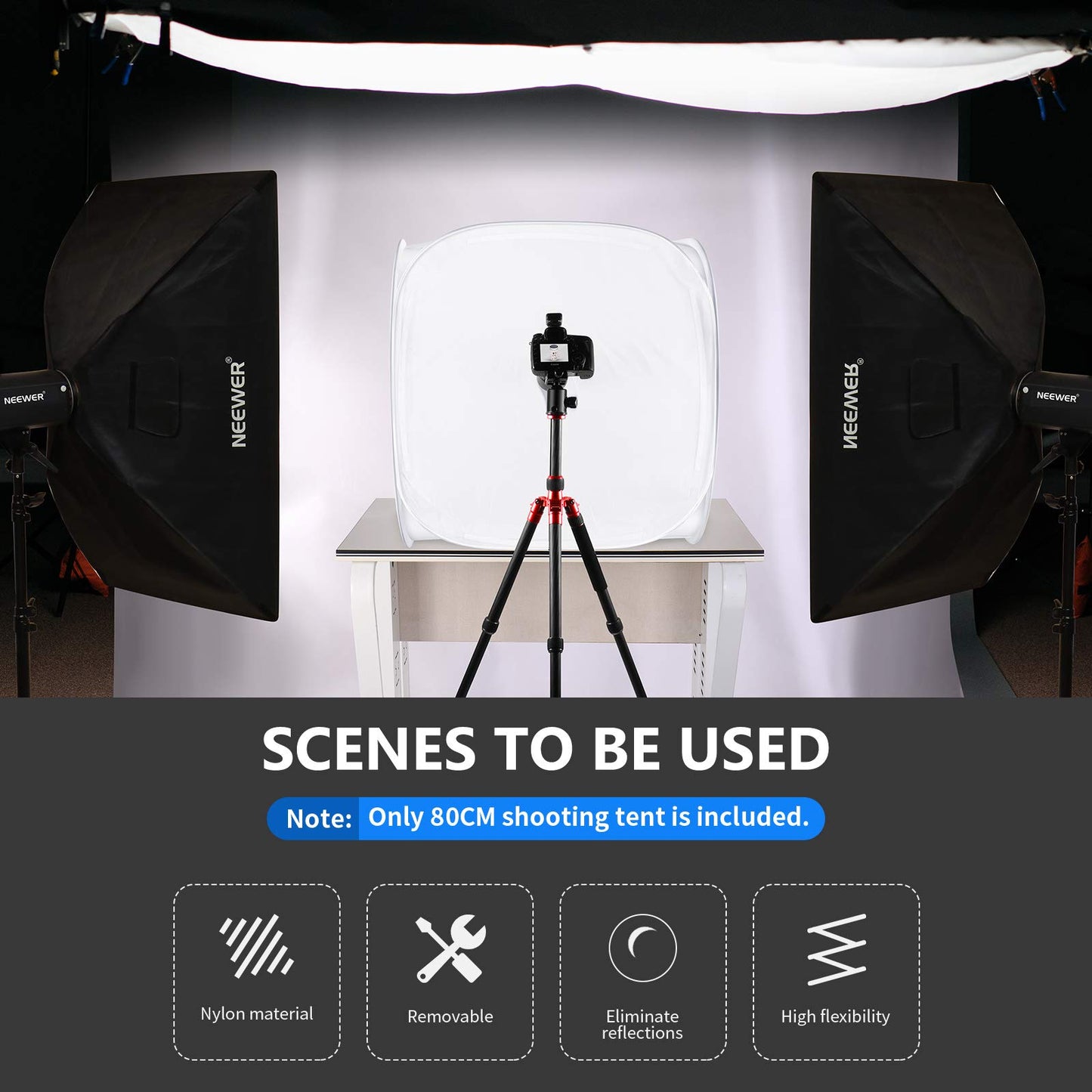 Neewer® 24x24 inch/60x60 cm Photo Studio Shooting Tent Light Cube Diffusion Soft Box Kit with 4 Colors Backdrops (Red Dark Blue Black White) for Photography