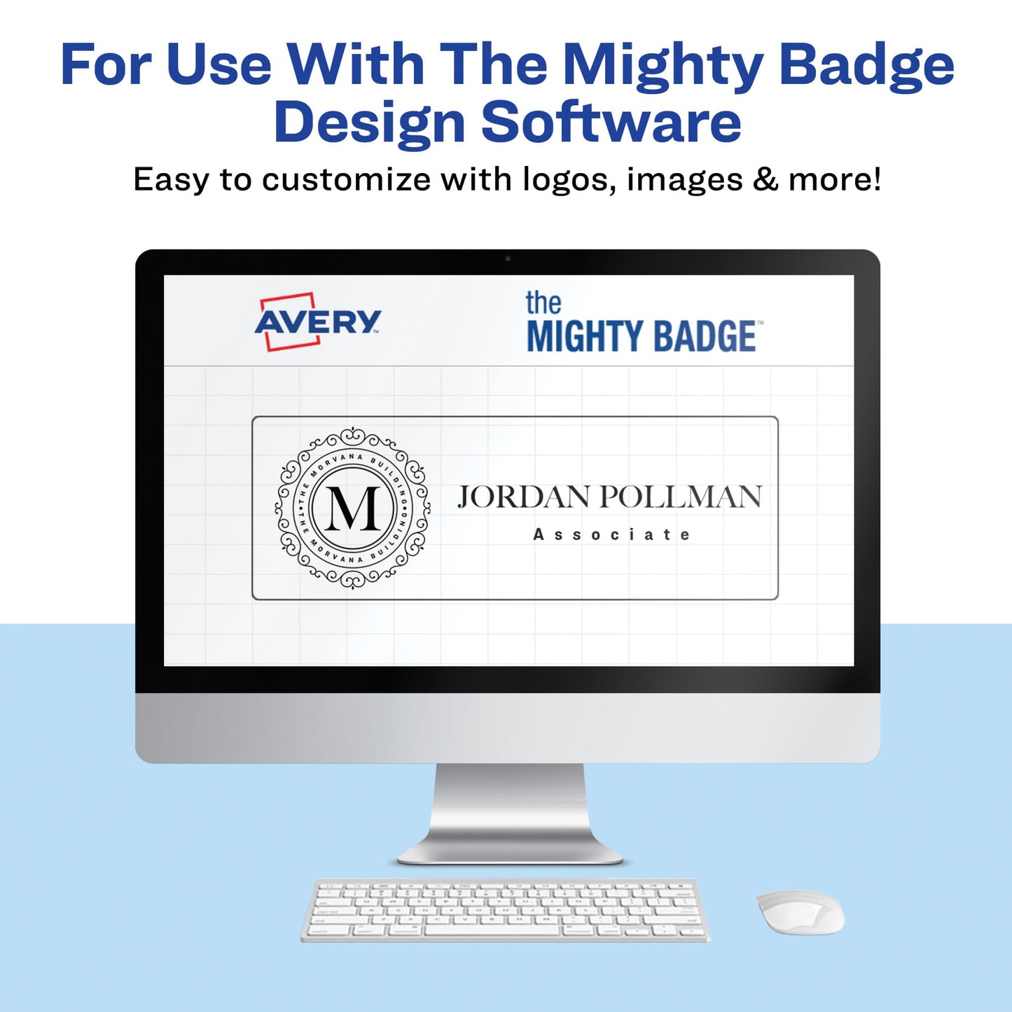 Avery Reusable Magnetic Professional Name Badge System, 1" x 3" Gold Name Tags, 10 Identification Badges, 80 Inkjet Printable Inserts, Design Software Included (71203)