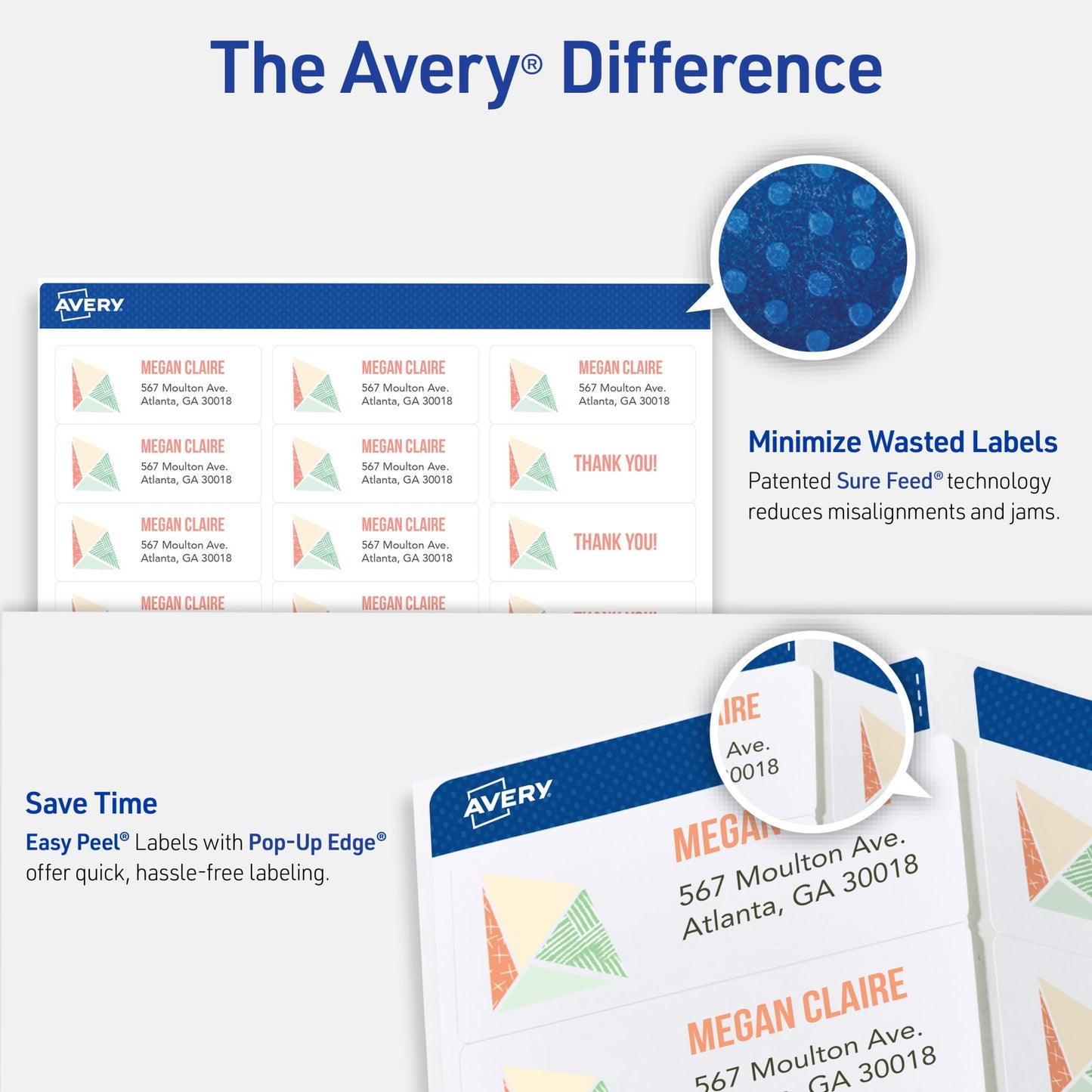 Avery Easy Peel Printable Address Labels with Sure Feed, 1" x 2-5/8" Customizable Stickers, White, 7,500 Blank Mailing Labels, Great for Mailing, Shipping, and More (5960)