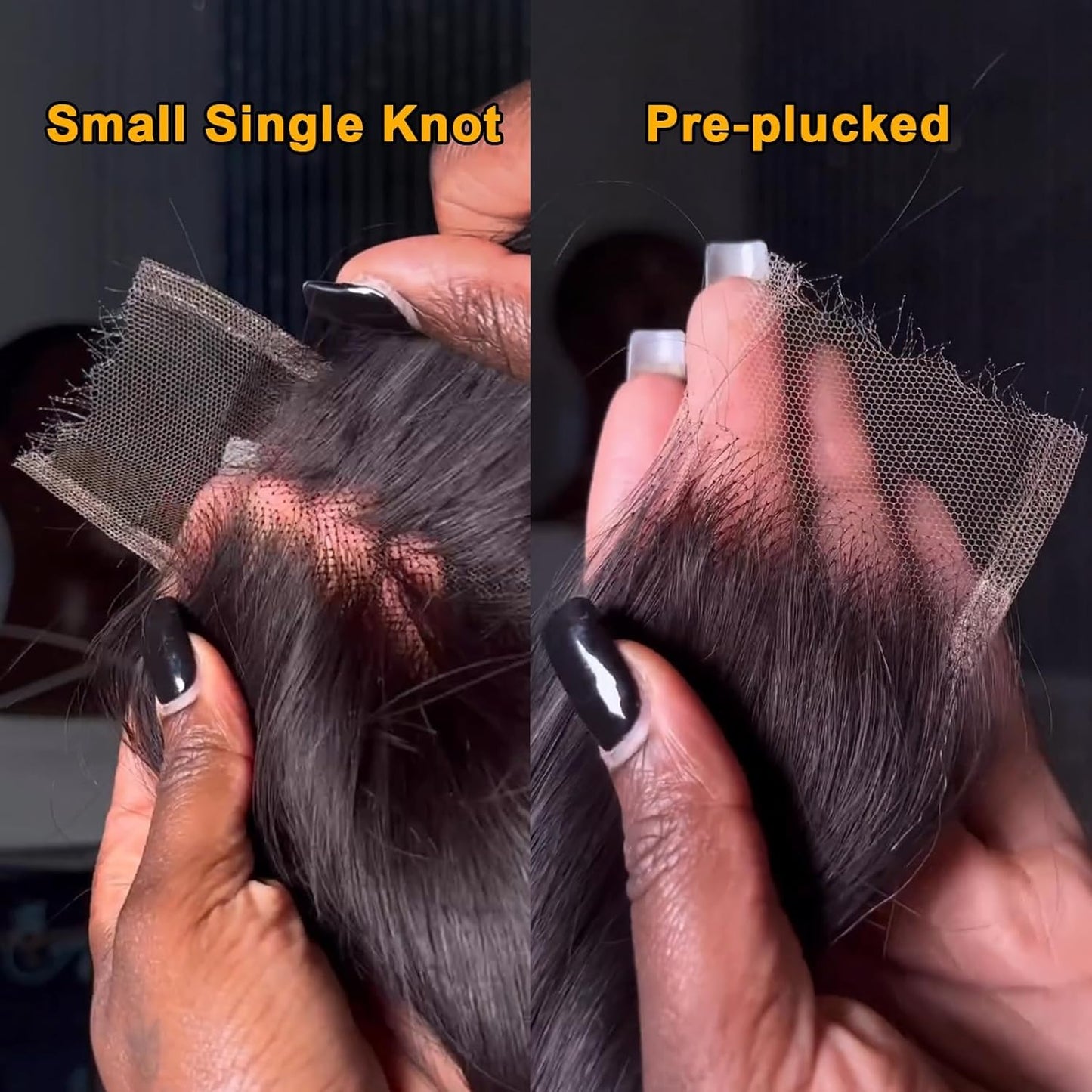 BEEOS 2x6 Skinlike Real HD Lace Closure Only, 0.10mm Ultra-thin Invisible Lace Pre Plucked Hairline Straight Human Hair Closure Bleached Knots 16 Inch