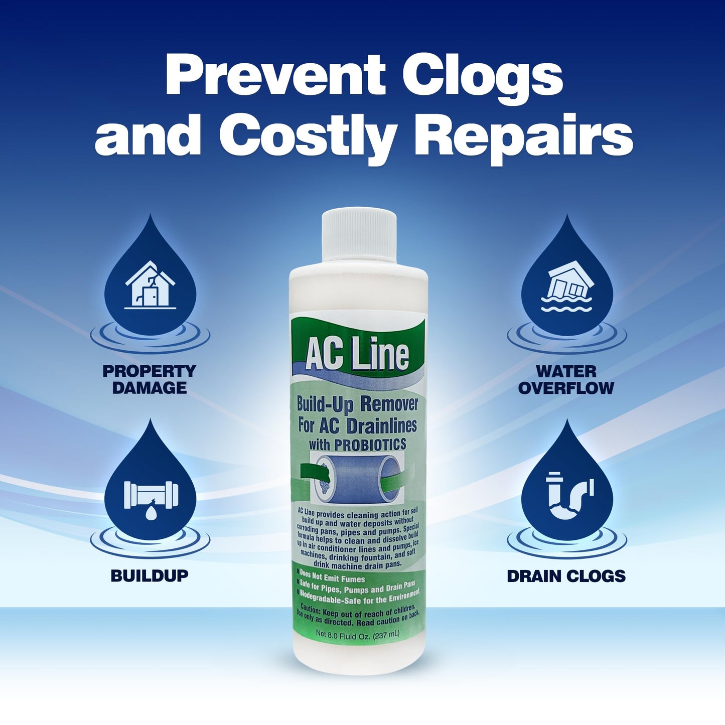 AC Line AC Drain Line Cleaner - 6 Pack / 18 Month Supply - Cleans HVAC drain lines, cleaner, condensate lines, fountain drink drain lines and more