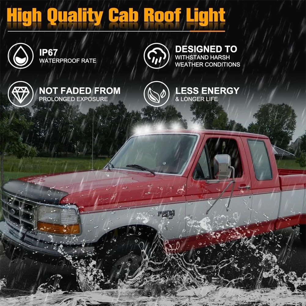 Chaviva 2026 Upgrade Solar Cab Lights for Trucks - No Drill Roof LED Marker Lights with Vibration Sensor | Solar Powered Waterproof Clearance Lights for Semi Truck, Pickup