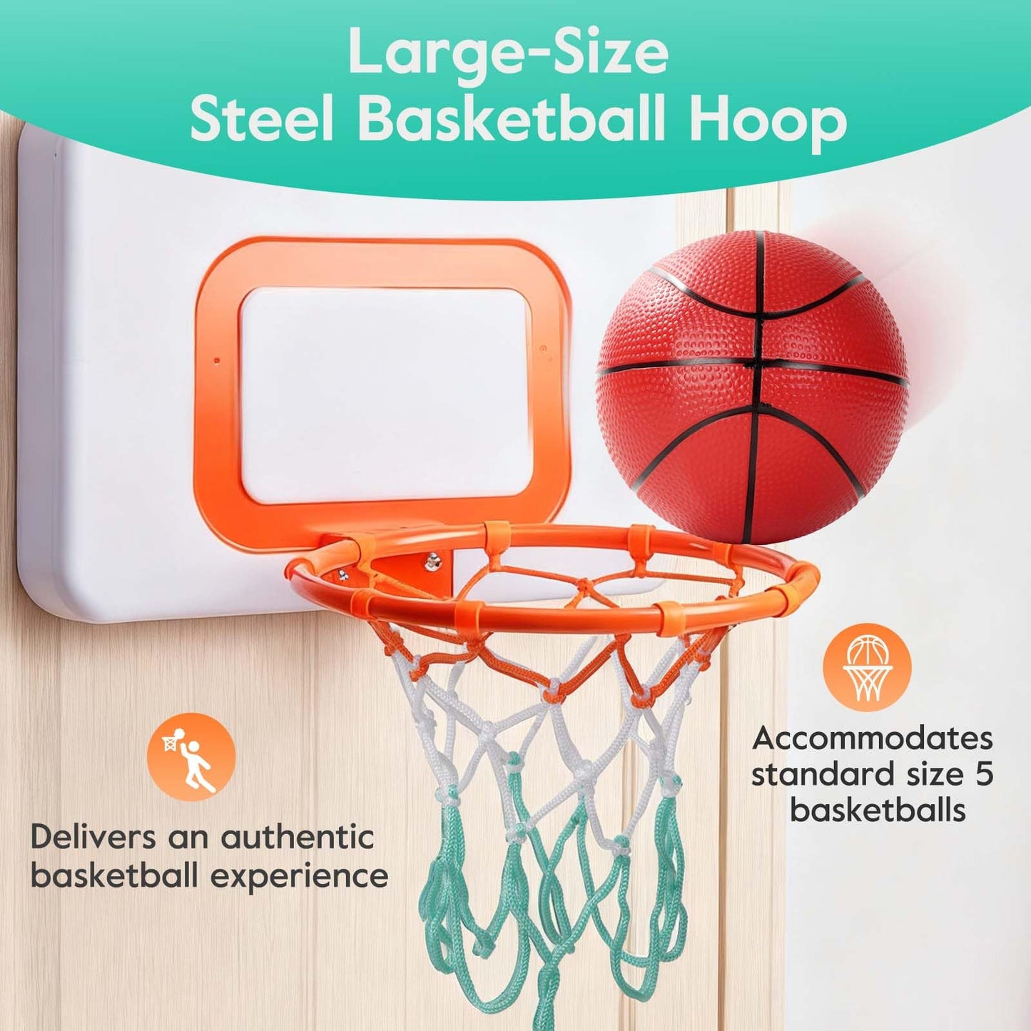 CYFIE Adjustable Basketball Hoop Toys Toddler, Indoor/Outdoor Hanging Basketball Hoop with Sturdy Backboard & 3 Balls, Basketball Toys for Adults Boys Girl Teens Age 3 4 5 6 7 8 9 10+