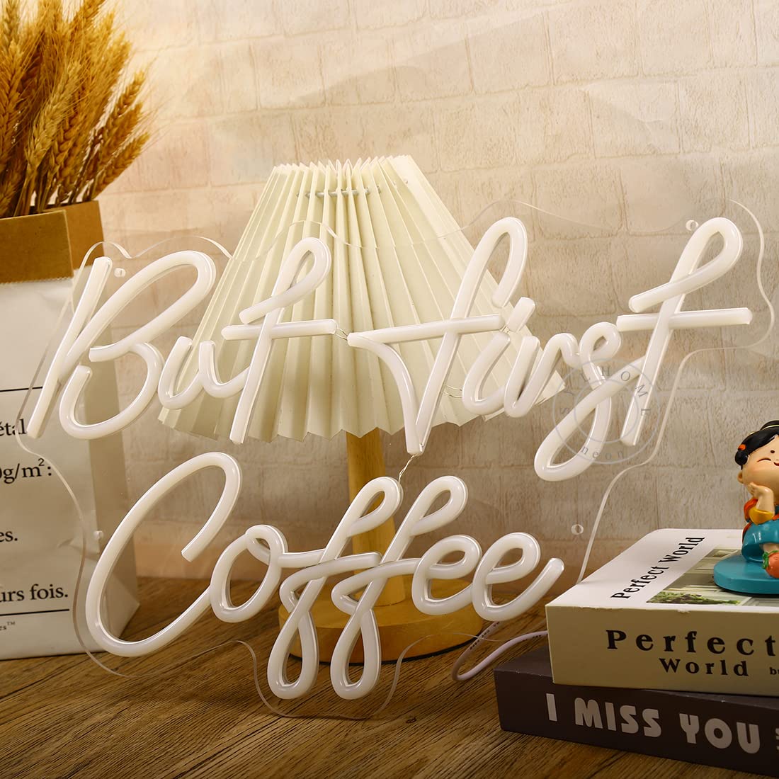 SYLHOME But First Coffee Led Neon Light Signs 5V Home Bedroom Kitchen Office Wall Decor Sign for Coffee Cafe Bar Party Living Room Sign Gifts Warm White USB 17" X 10.2"