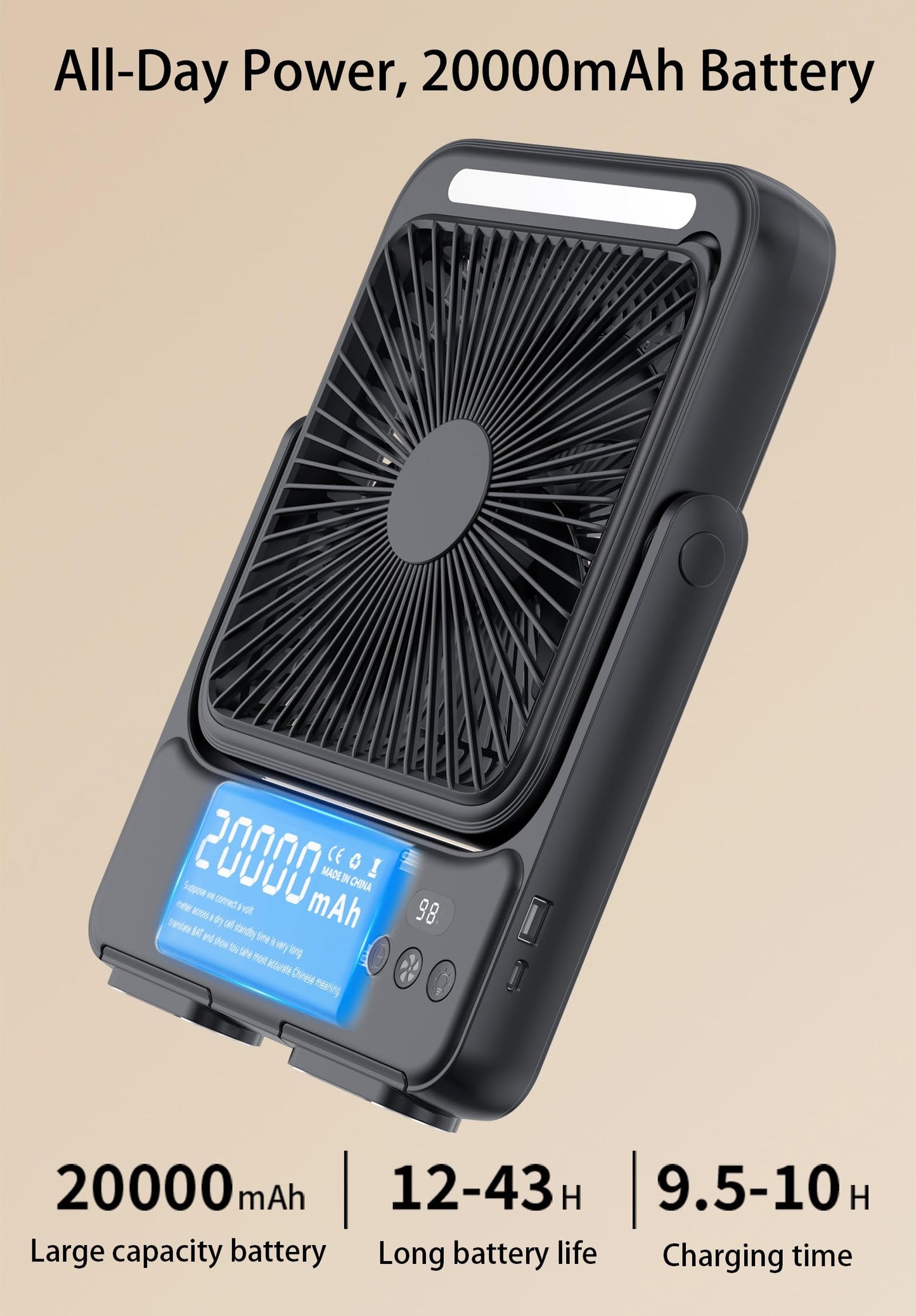 20000mAh Magnetic Cruise Approved Fan with Night Light, Ultra-Slim Travel Fan, 4-Speed, Hook Design, Portable Fan for Cruise Ship Cabin, Bedroom Sleeping, Camping, Travel & Cruise Essentials 2026