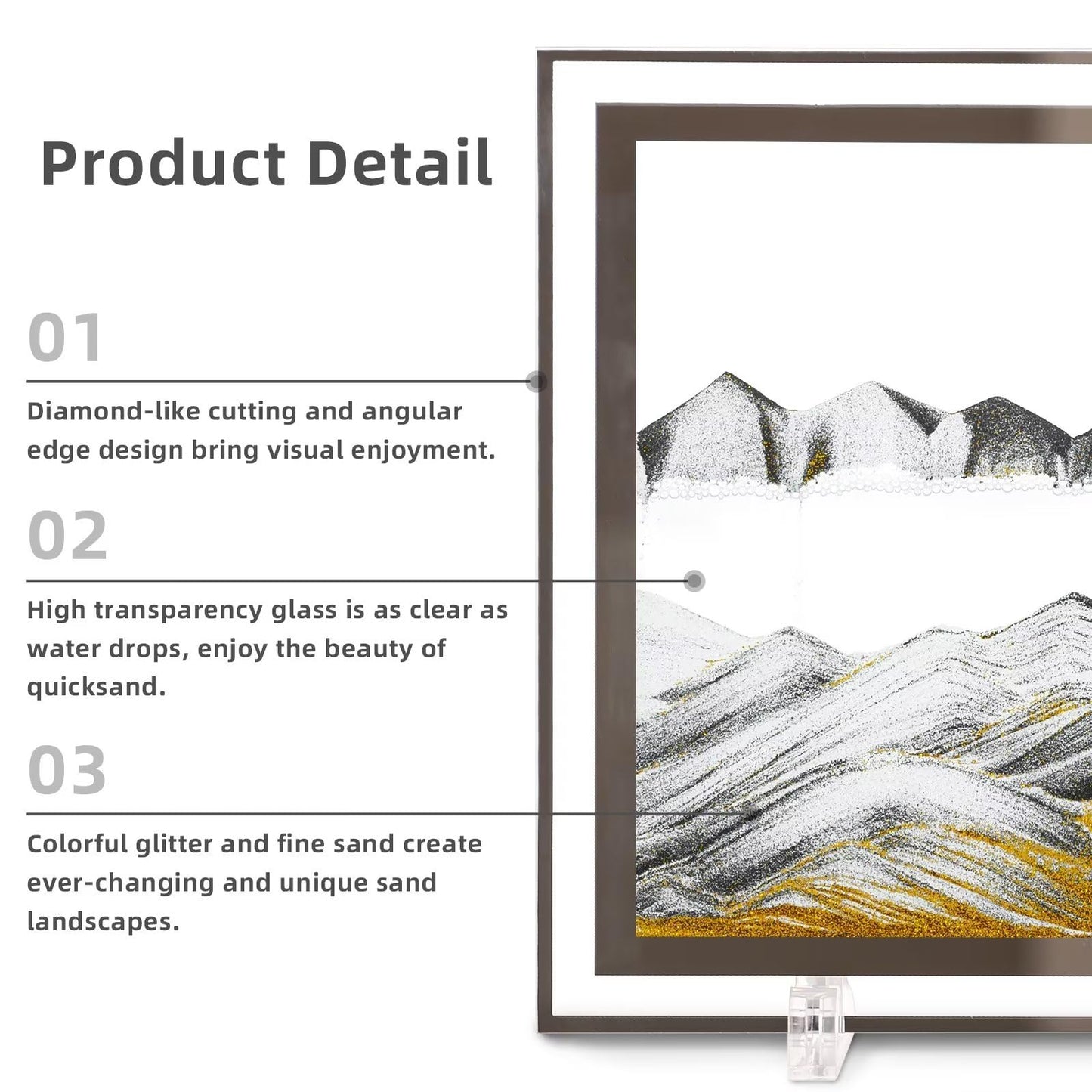 LCDOCLAK Moving Sand Art Picture (12 * 10 in),3D Hourglass Deep Sea Sandscape,3D Desktop Art for Home Office Decoration