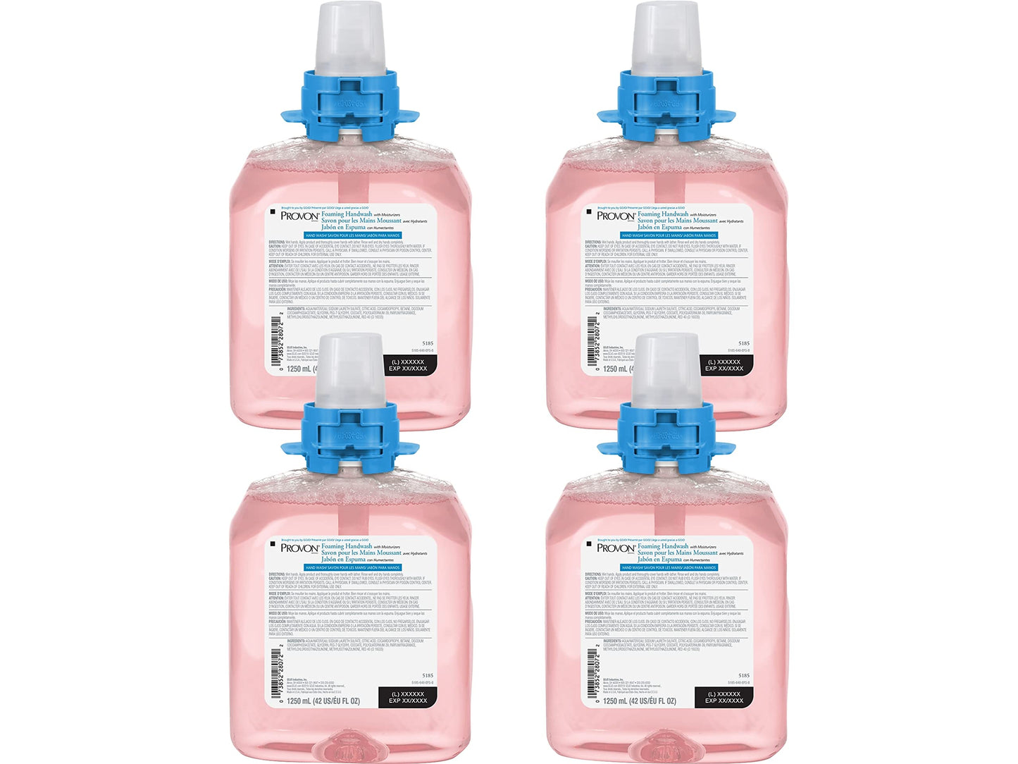 PROVON Foaming Handwash with Moisturizers, Cranberry Fragrance, 1250 mL Foam Hand Soap Refill for PROVON FMX-12 Push Style Dispenser - 5185-04