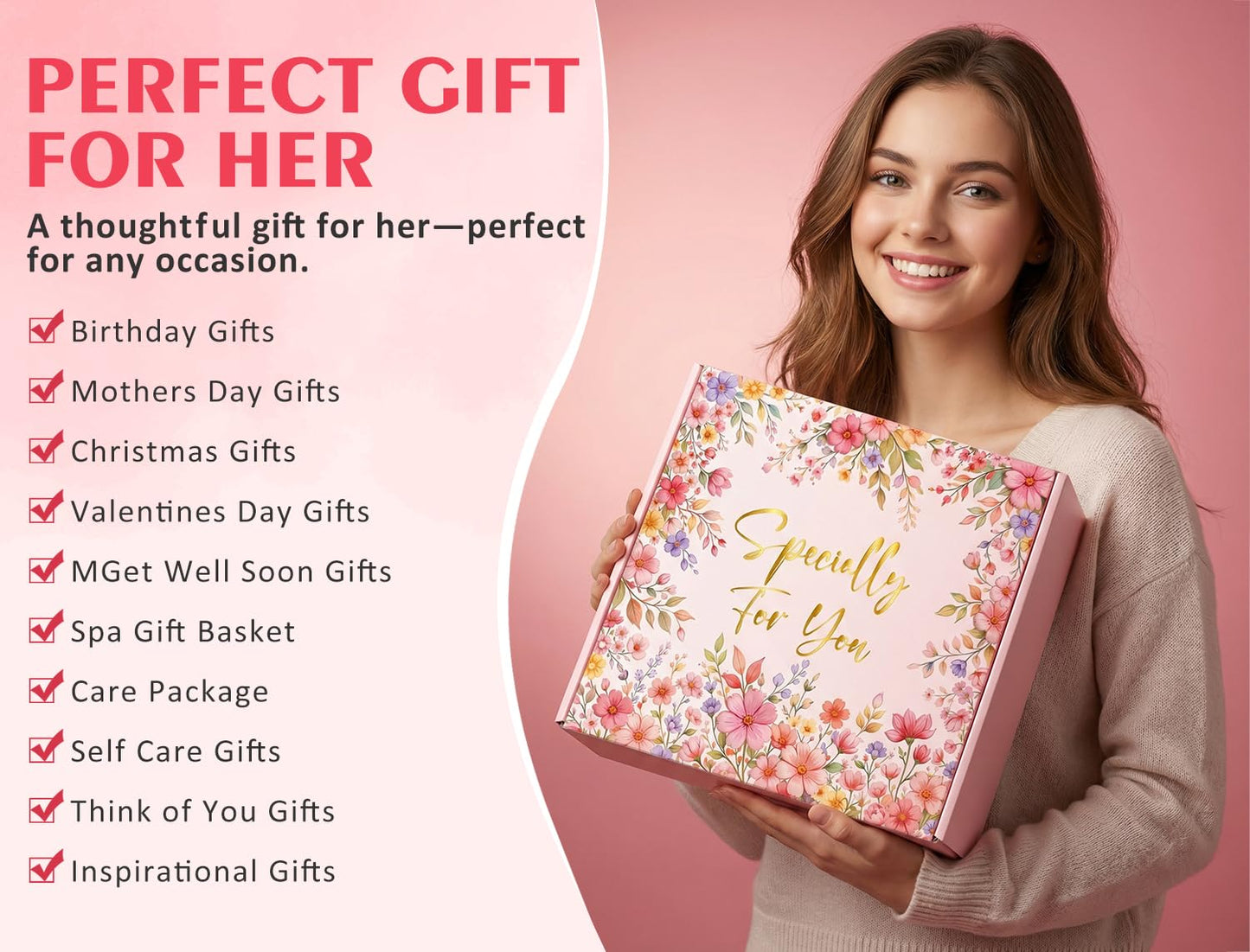 Birthday Gifts for Women,Mothers Day Gifts for Mom,Valentines Day Gift for Her,Self Care Spa Gift Basket with Blanket Candle Bath Bomb,Relaxing Spa Set,Get Well Package,for Mom Wife Sister Best Friend