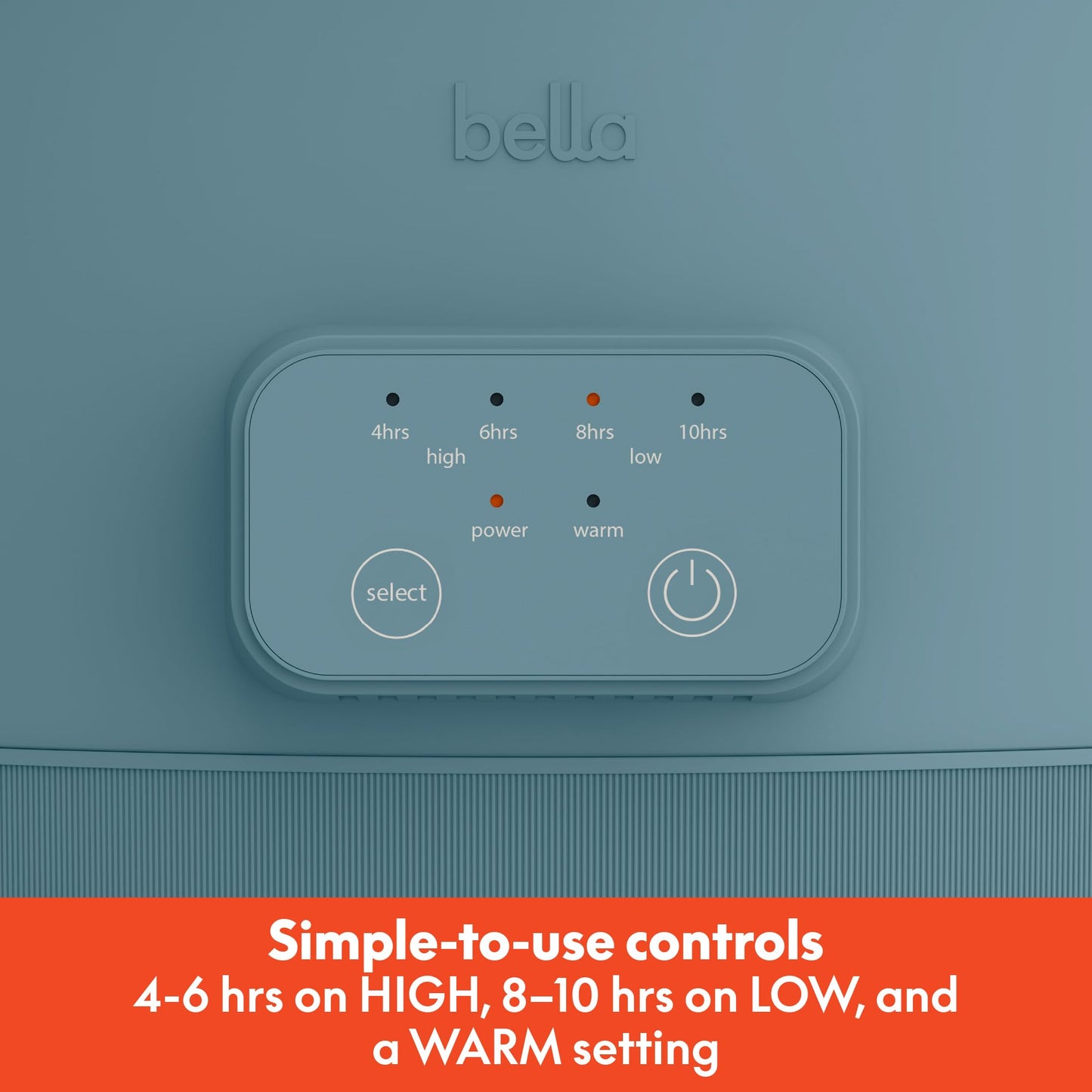 bella 6.0 Qt Programmable Slow Cooker, Ceramic Nonstick Coating, Adjustable Temperature & Cooking Times, Dishwasher Safe Stoneware Pot & Tempered Glass Lid, Tangle Free Cord Wrap, Surf