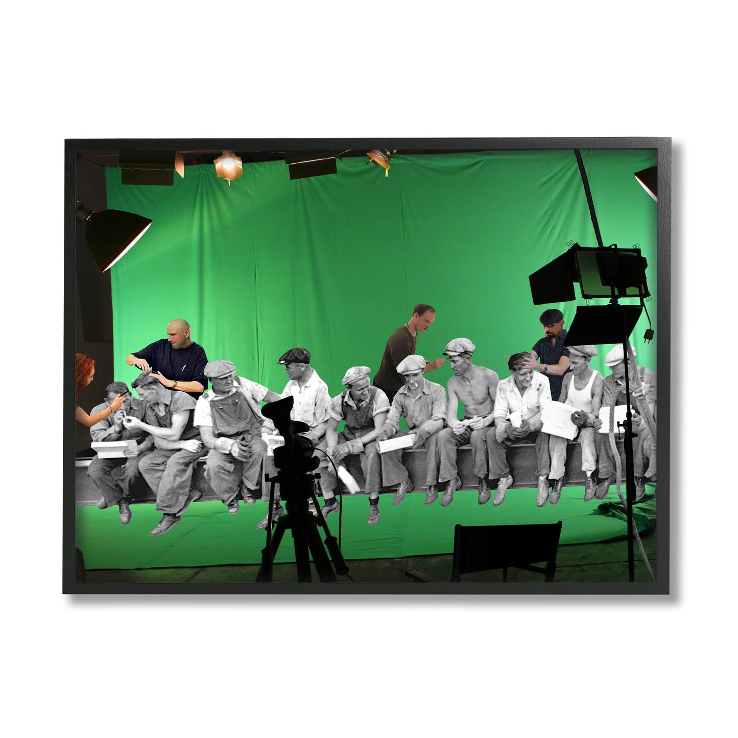 Stupell Industries Green Movie Set Vintage Monochrome People Collage, Design by Barry Kite