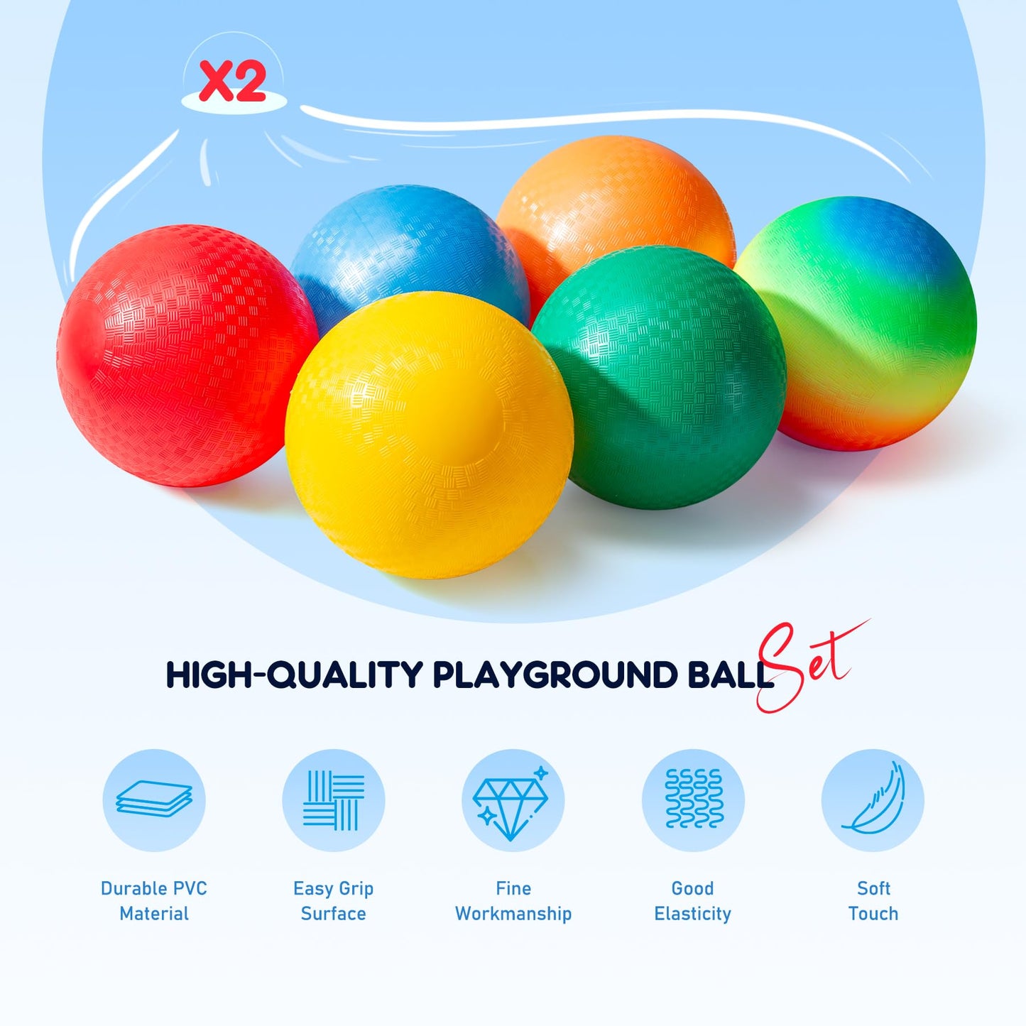 EVERICH TOY 12 Pack Playground Balls Dodgeball Set, 8.5 Inch Dodge Kick Ball Kickball Handball for Kids Adults, Indoor Outdoor Sports Toy for Yard Camp School Recess Ball Game for Boys Girls with Pump