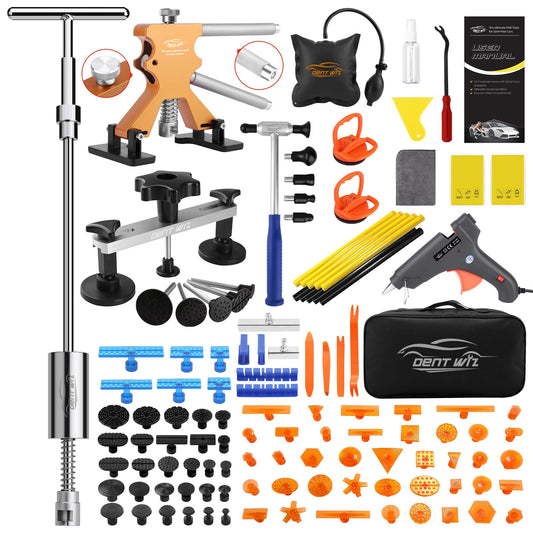DentWiz Paintless Dent Repair Kit with Enhanced Glue Tabs,Car Dent Removal Tool Set for Hail Damage, Door Dings, Body Dents – Includes PDR Hammer,100W Hot Glue Gun, Suction Cup & Repair Accessories