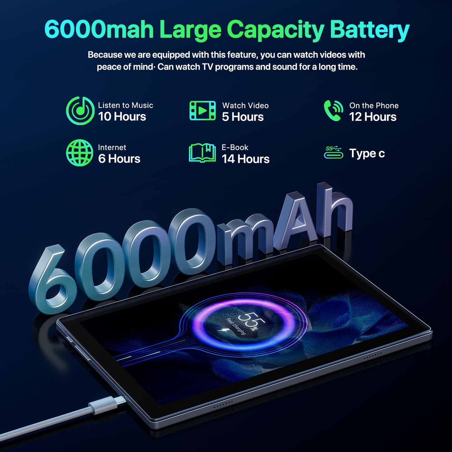 Android Tablet, 2025 Tablet 10.2 inch Android 14 Tablets, Octa-Core 10GB RAM 64GB ROM | 6000mAh Battery, 1024GB Expand |1080 * 800 HD IPS Touchscreen | 5G/2.4G WiFi 6 | Bluetooth 5.0 (Gray)