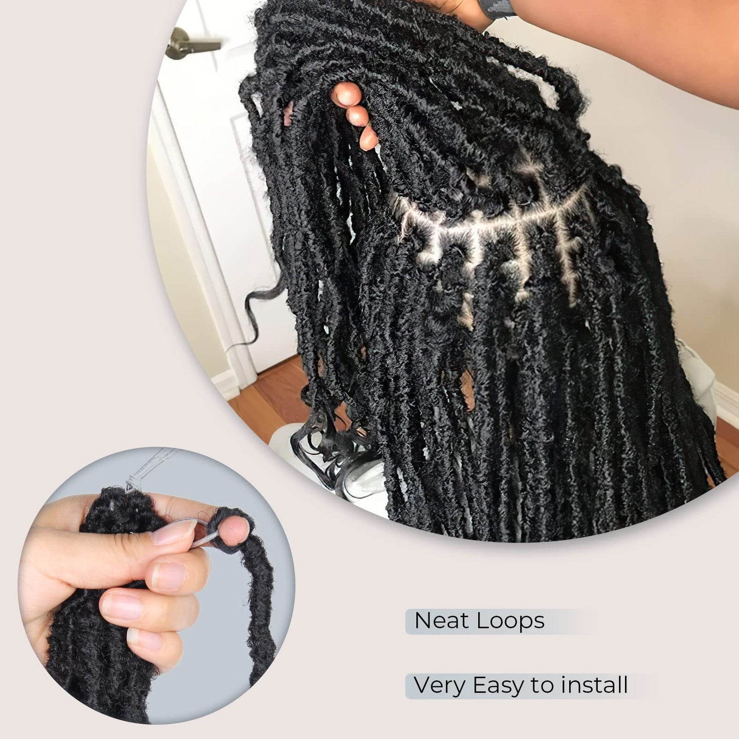 Niseyo Wild Locs 24 Inch Distressed New Faux Locs with Curly Ends 8 Packs Long Soft Pre-looped Goddess Locs Crochet Hair (1B, Natural Black)