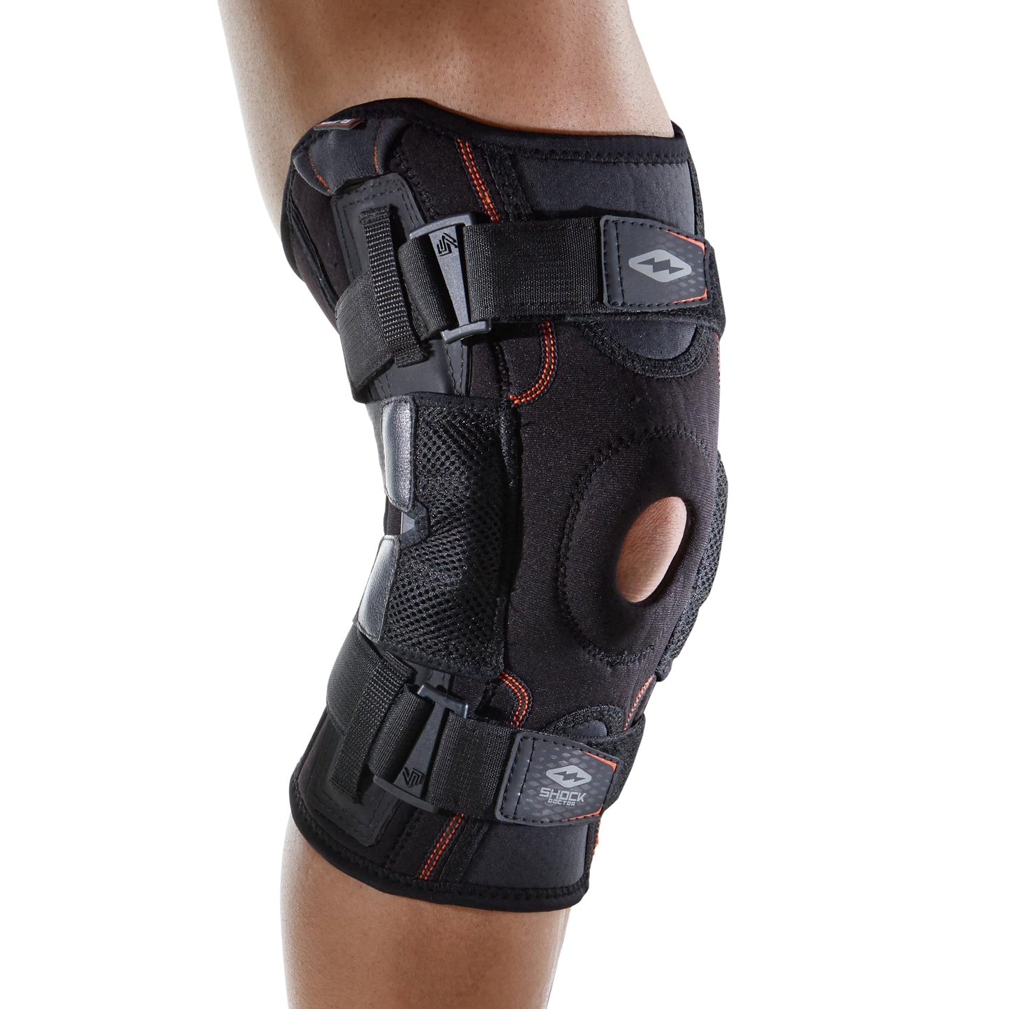 Shock Doctor Knee Brace, Compression Knee Brace for Men & Women, Hinged Knee Brace with Side Stabilizers, Maximum Support, Adjustable Dual Hinges, Knee Braces and Knee Support