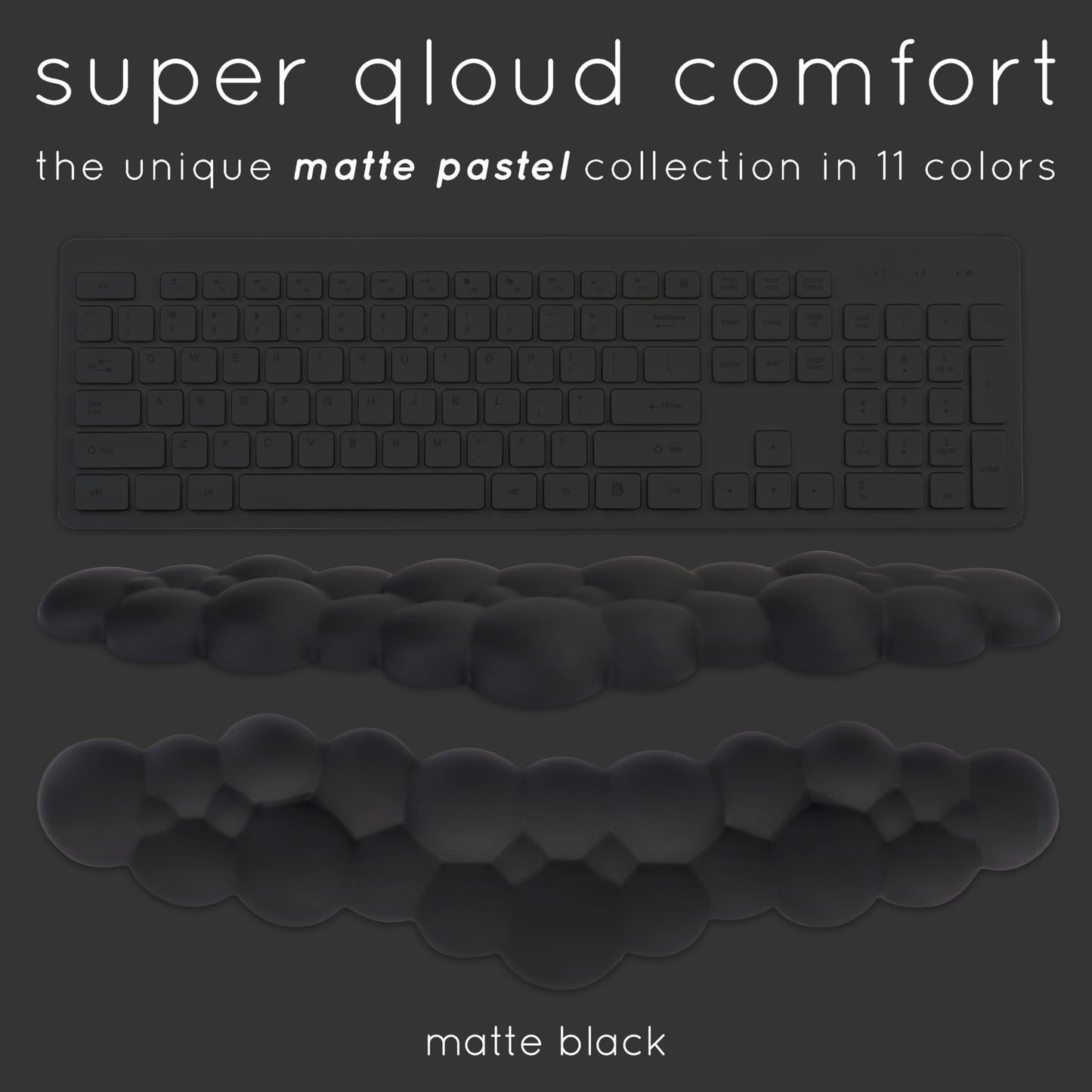 Qloud Cloud Wrist Rest Keyboard – Cloud Palm Rest Keyboard Rest Desk Cloud Wrist Pad – Keyboard Wrist Rest for Computer Keyboard Gaming Wrist Rest Cloud Arm Rest Keyboard Wrist Pad - Matte Black