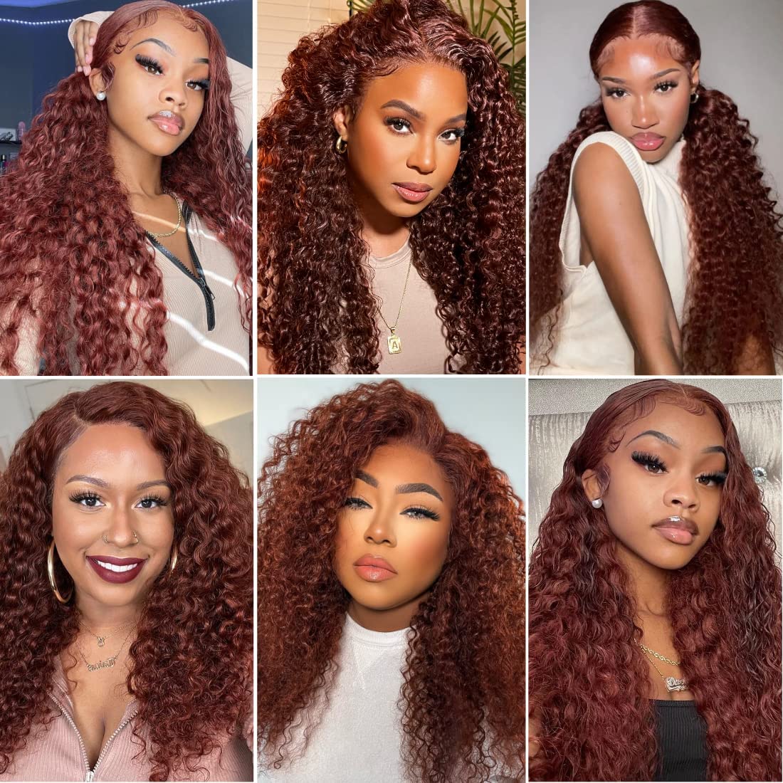 Siyun Show 13x4 Reddish Brown Deep Wave Lace Front Wigs Human Hair Wigs for Black Women 20 Inch