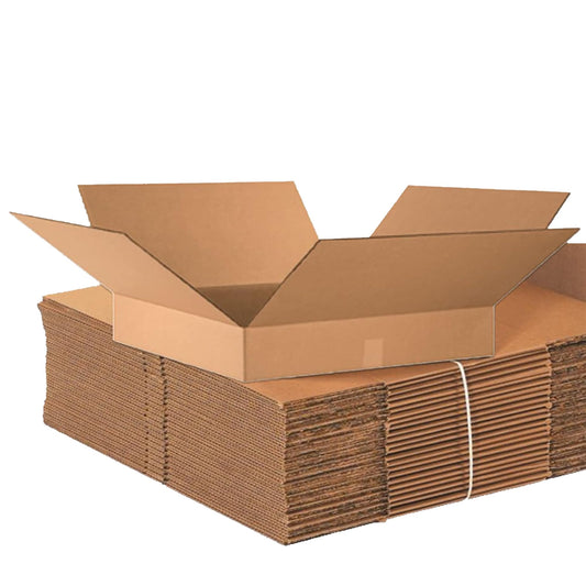 Box USA 24244 Flat Corrugated Cardboard Box 24" L x 24" W x 4" H, Kraft, for Shipping, Packing and Moving (Pack of 10)