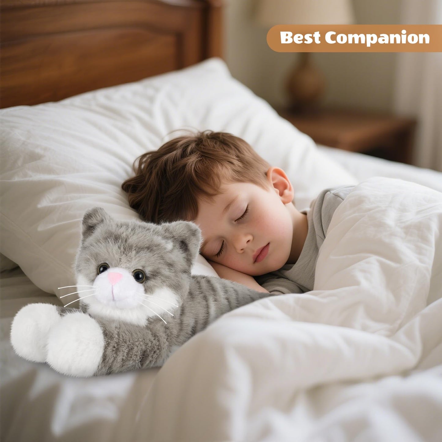 SuzziPals Heatable & Coolable Grey Cats Stuffed Animals, Microwave Heating Pad Animal for Discomfort, Grey Cats Plush for Companion, Cat Plushies Stuffed Animal, Stuffed Cat Toys Gift