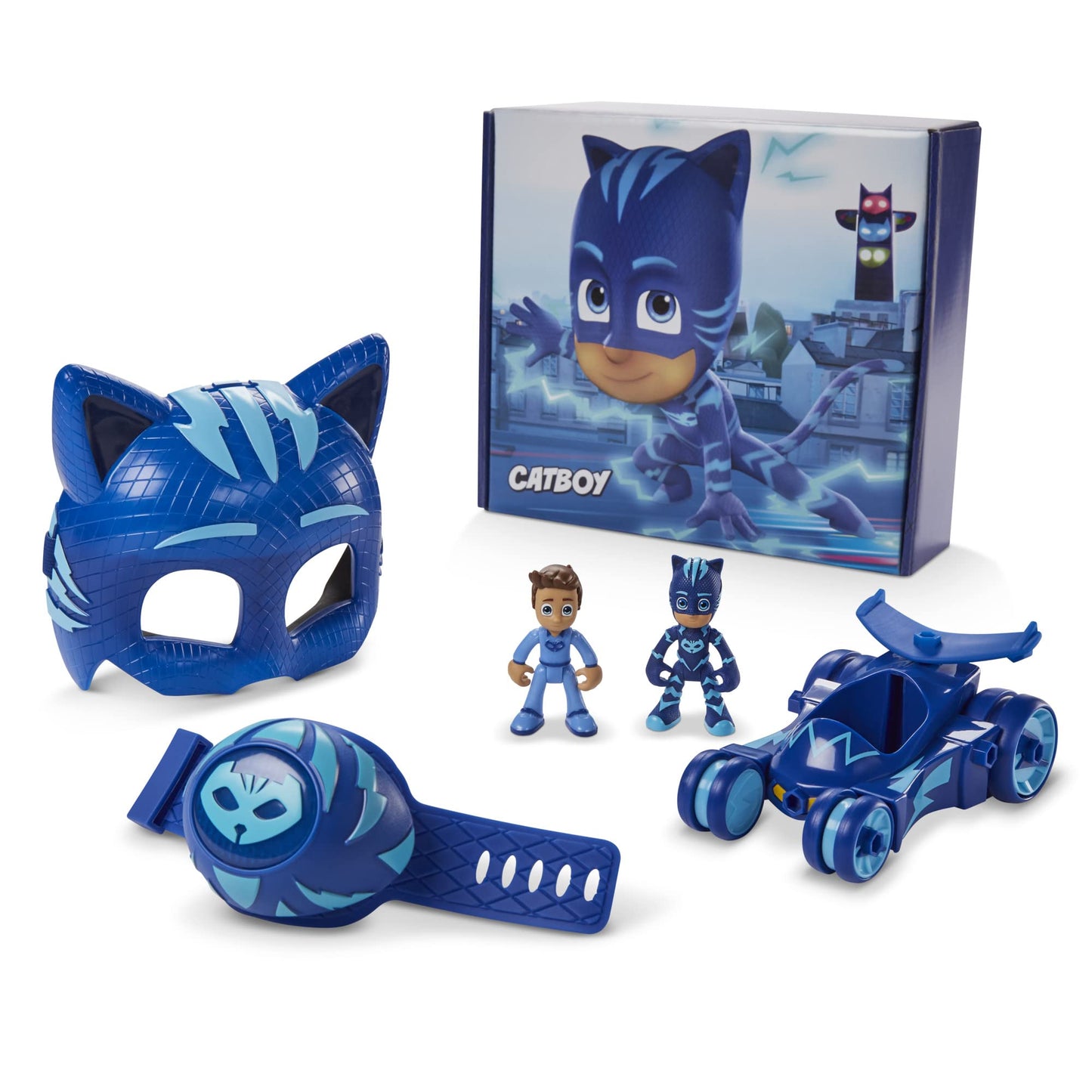 PJ Masks Catboy Power Pack Preschool Toy Set with 2 PJ-Masks-Action-Figures, Vehicle, Wristband, and-Costume-Mask for Kids Ages 3 and Up