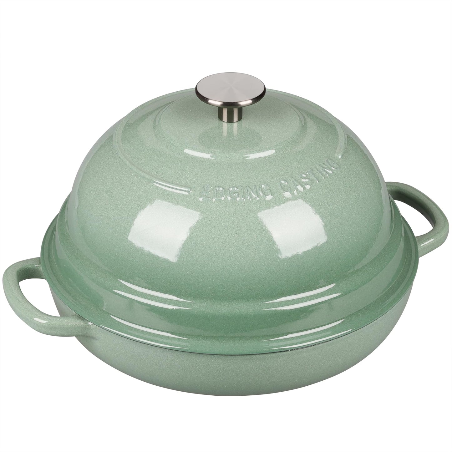 EDGING CASTING Enameled Cast Iron Dutch Oven Pot with Lid, Round Bread Oven for Homemade Sourdough Bread Baking, 6 Quart, Sage Green