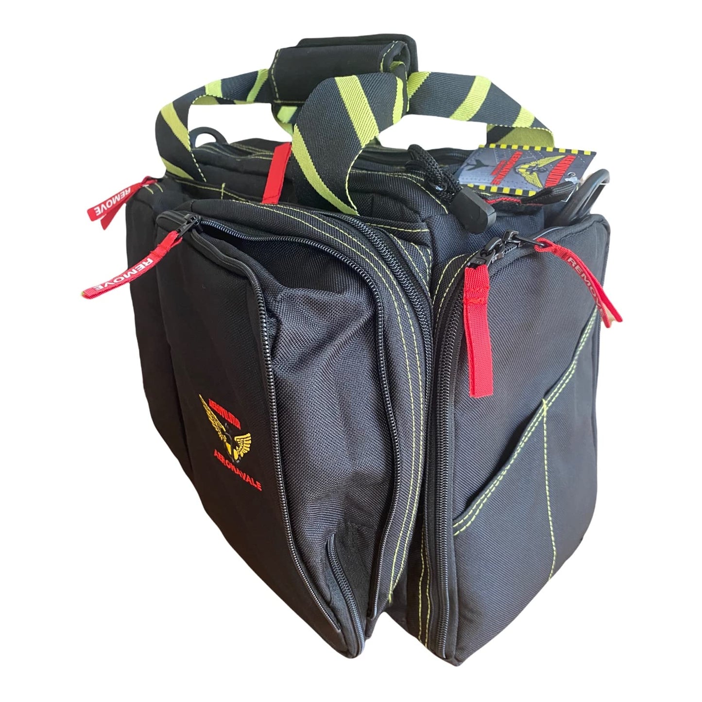 F-22 Aeronavale Aerovolution Pilot Flight Bag, Multiple Pouches, Waterproof Nylon, Shooting Bag, Integrated Glasses Case, Top Gun Bag Black/Yellow/Red, Black, Yellow and Red, Modern