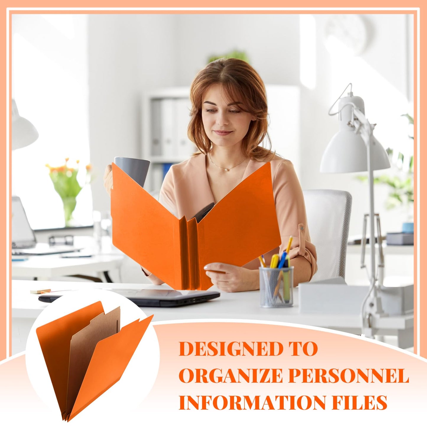 Skyygemm 24 Pcs Classification Folders Bulk 1 Divider File Folder with Fastener 2 Prongs Pressboard Employee Folder with 3.5 Inch Expansion for Standard Medical File,Document,Office Report (Orange)