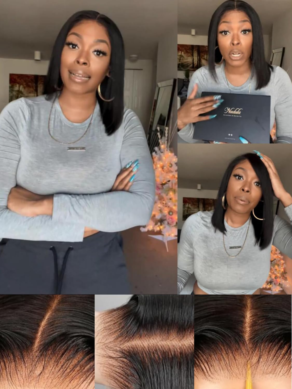 Nadula Glueless Yaki Straight Bob Bye Bye Knots 7x5 Lace Front Wigs Human Hair Pre Plucked Invisible Knots Pre Everything 3S Ready to Wear Short Yaki Bob Wigs Pre Cut 150% Density 10inch