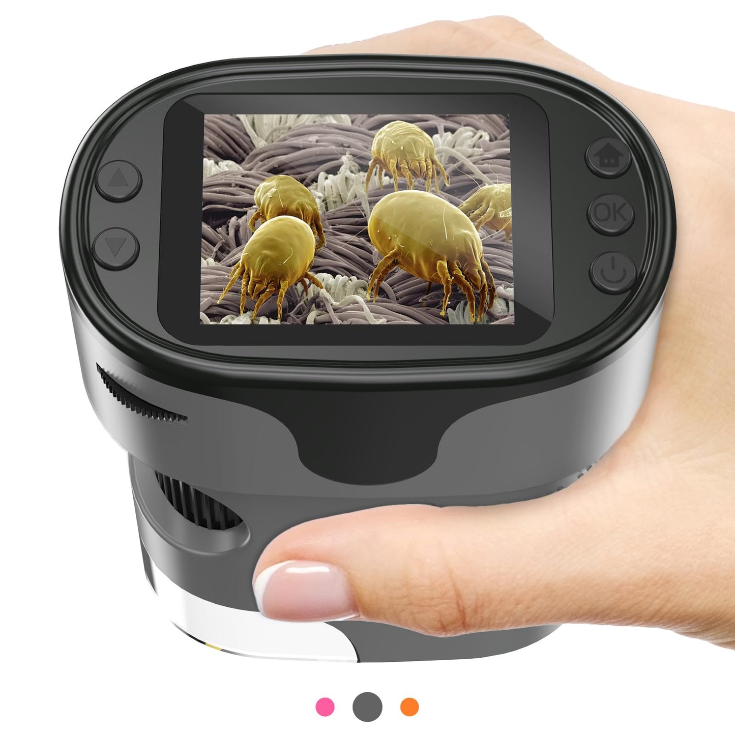 1000X Handheld Microscope for Kids 4K 2.0" Screen Rechargeable Mini Pocket Digital Microscopes w/Slides Kit Portable Edu Gift Age 4-6 8-12 Children Students (Grey)